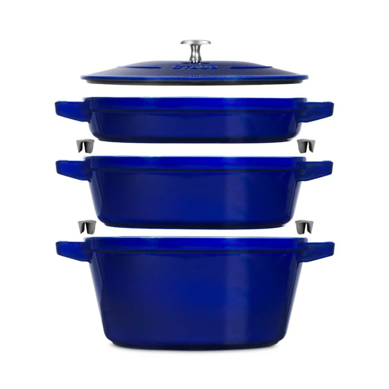 4 Pc Stackable Enameled Cast Iron Set