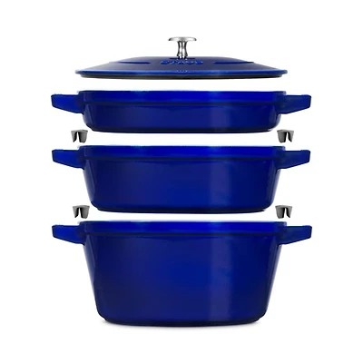 4 Pc Stackable Enameled Cast Iron Set