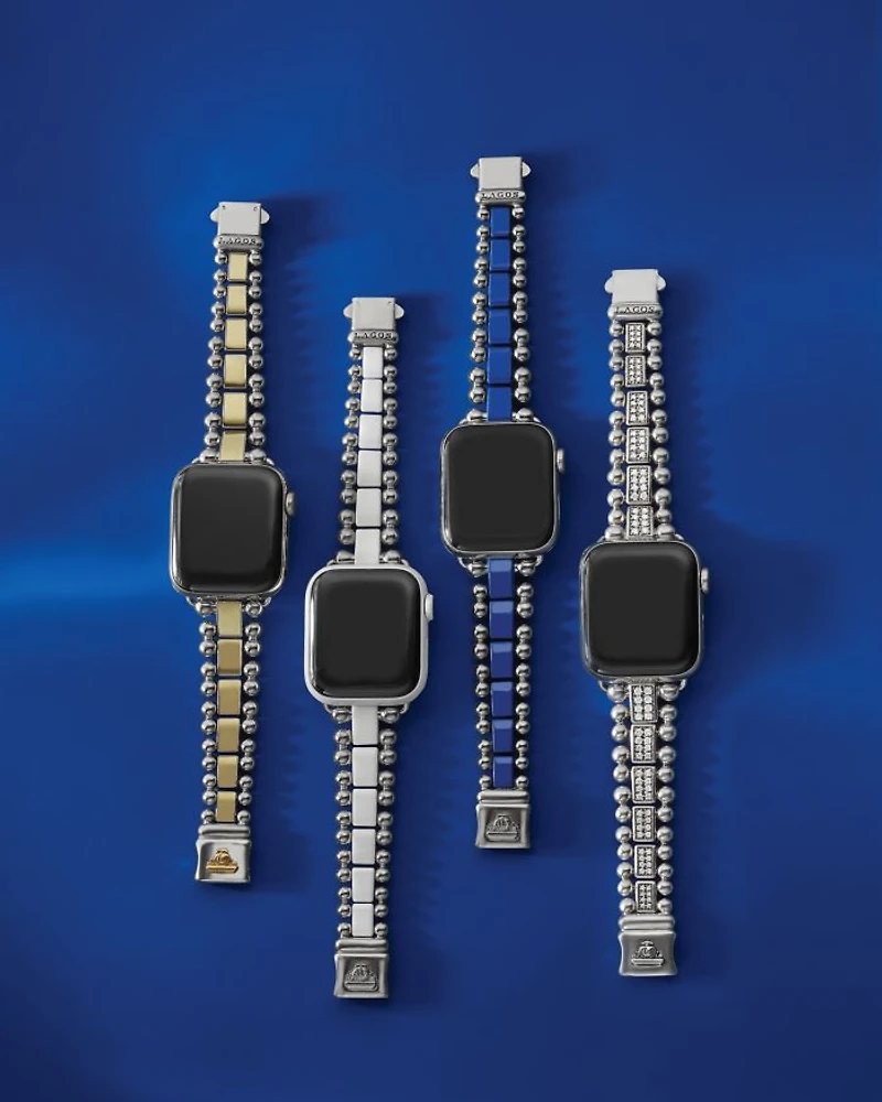 Sterling Silver Smart Caviar Apple™ Smartwatch Straps