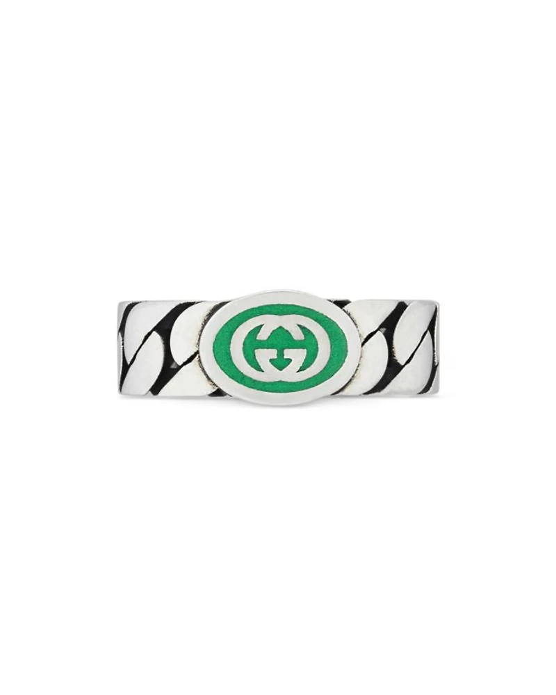 Sterling Silver Interlocking Curb Chain Ring
