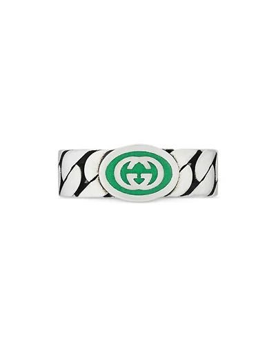 Sterling Silver Interlocking Curb Chain Ring