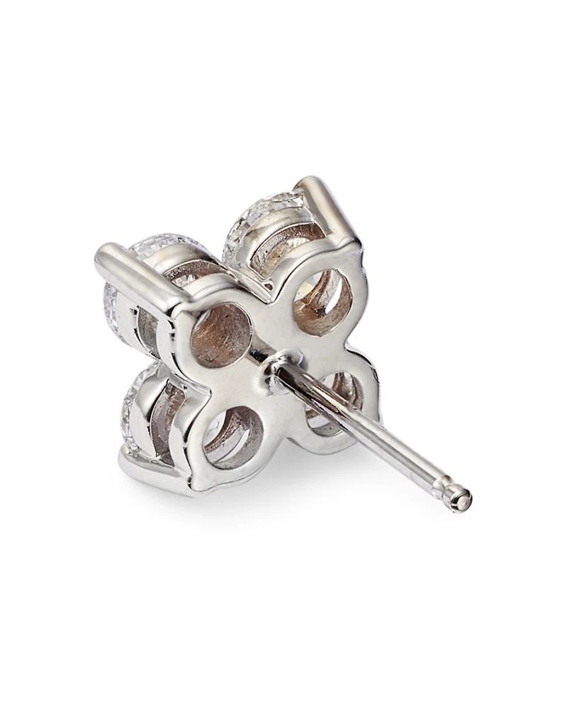 Diamond Clover Stud Earrings in 14K White Gold, 2.0 tcw
