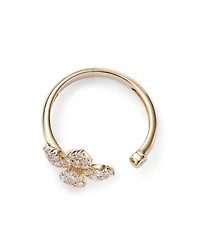Diamond Pavé Flower Cuff Ring in 14K Yellow Gold, 0.50 tcw