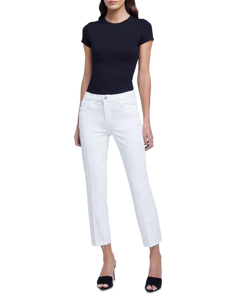 Sada High Rise Cropped Straight Jeans Blanc