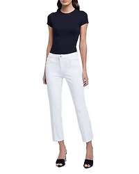 Sada High Rise Cropped Straight Jeans Blanc