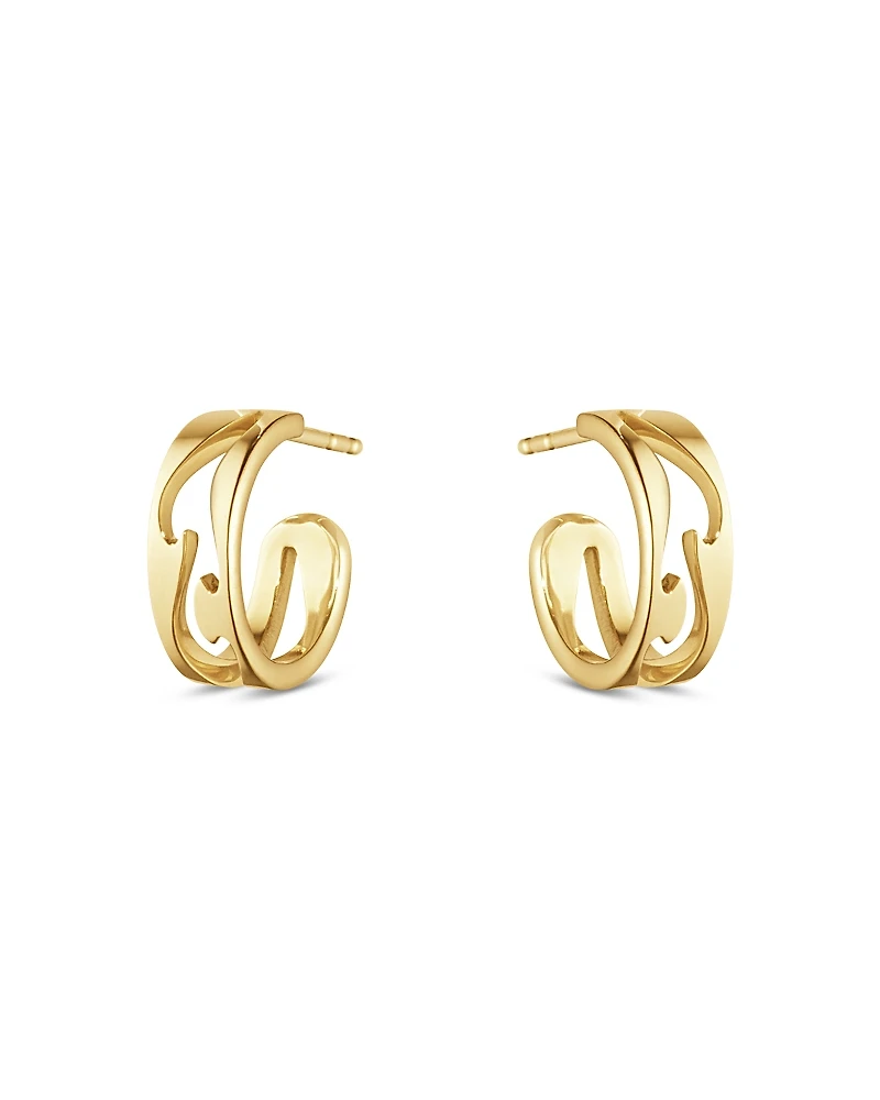 Georg Jensen 18K Yellow Gold Fusion Open Pattern Small Hoop Earrings