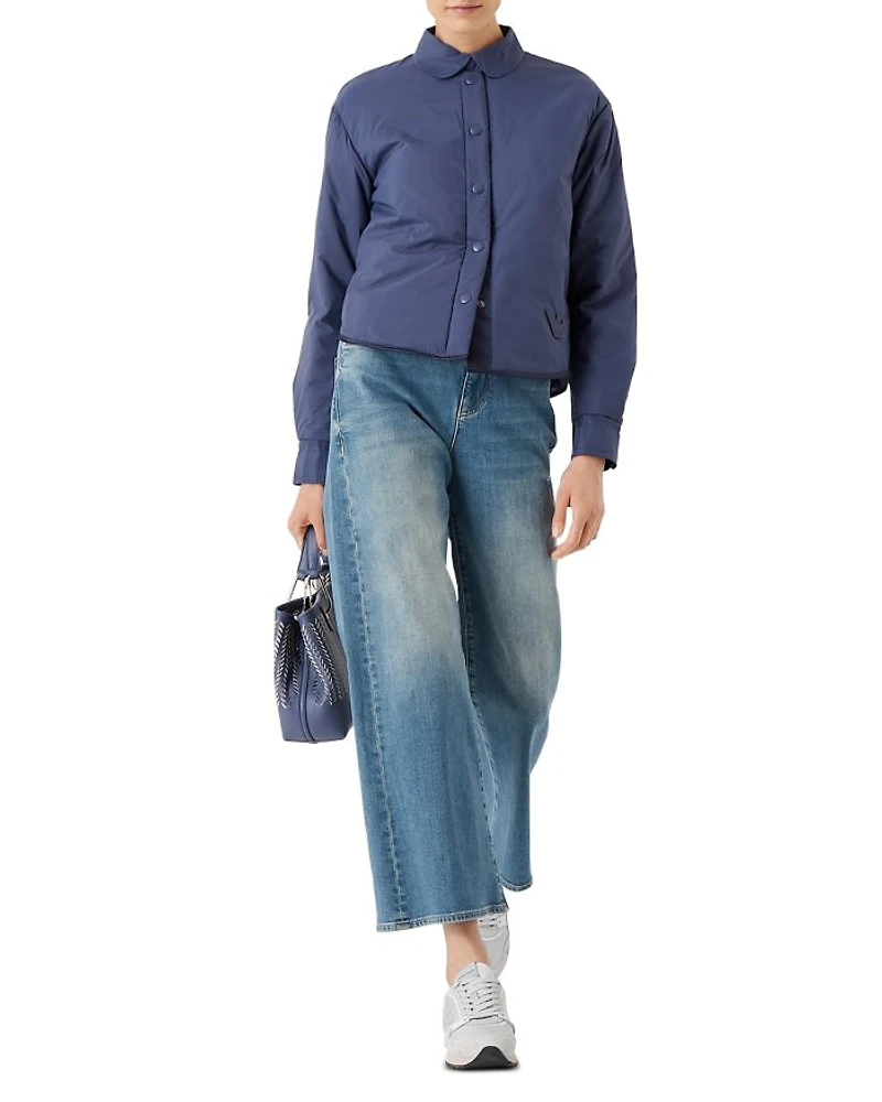 Cropped Wide Leg Jeans Solid Dark