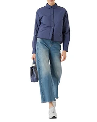 Cropped Wide Leg Jeans Solid Dark