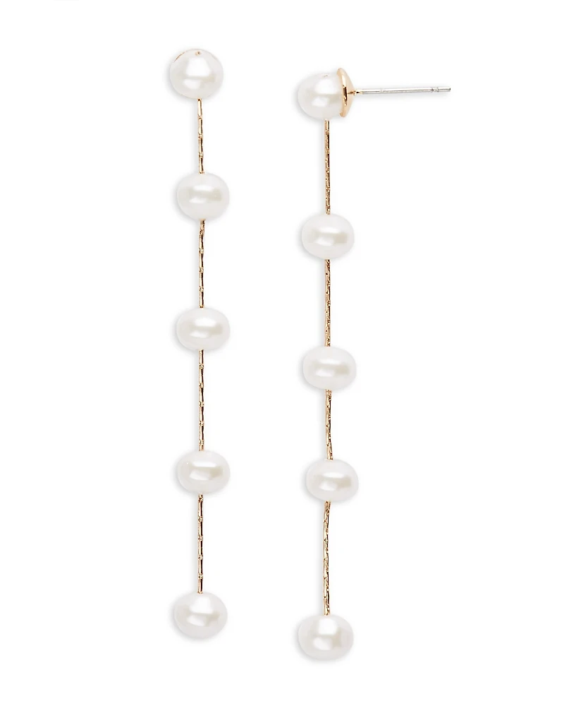 Aqua Imitation Pearl Drop Earrings - Exclusive