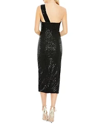Embellished One Shoulder Bow Dress