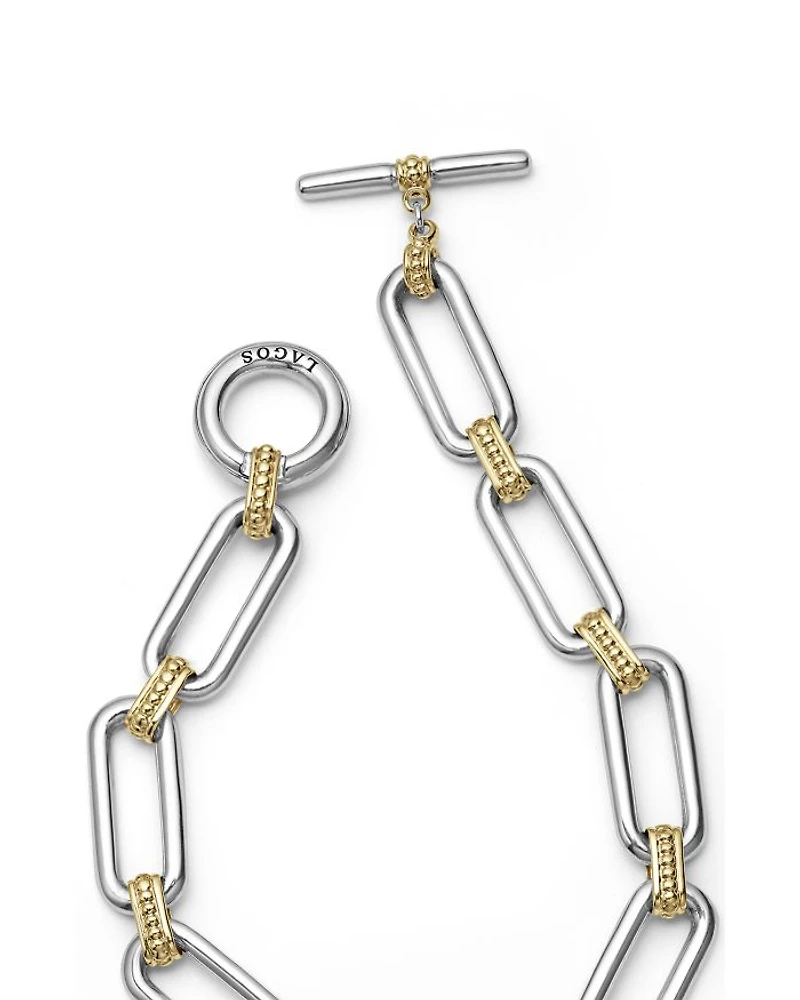 18K Yellow & Sterling Silver Signature Caviar Large Link Toggle Bracelets