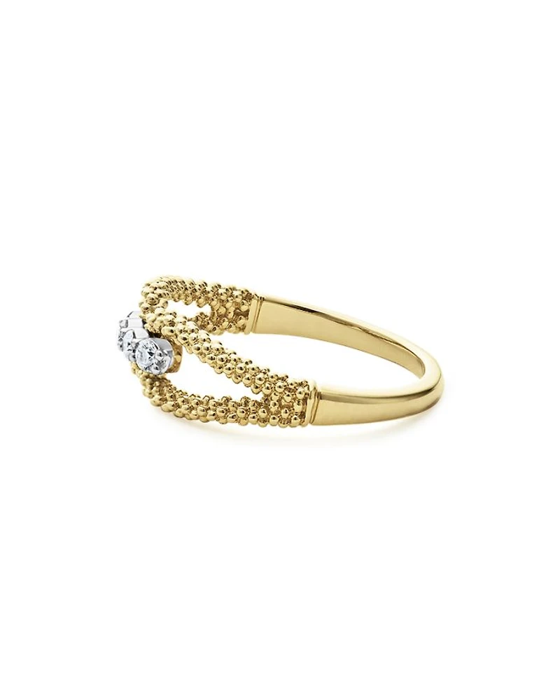 18K White & Yellow Gold Signature Caviar Diamond Open Loop Ring
