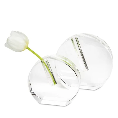 Crystal Clear Round Flat Vase, Small