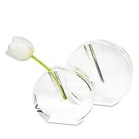 Tizo Crystal Clear Round Flat Vase
