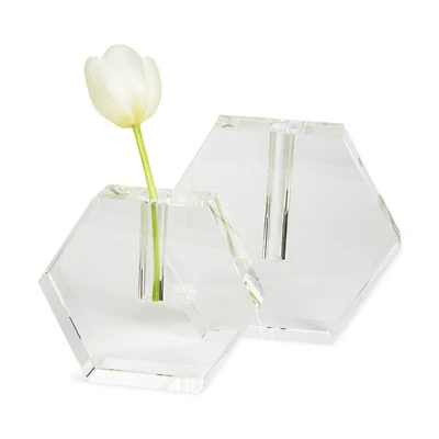 Crystal Clear Hexagon Flat Vase