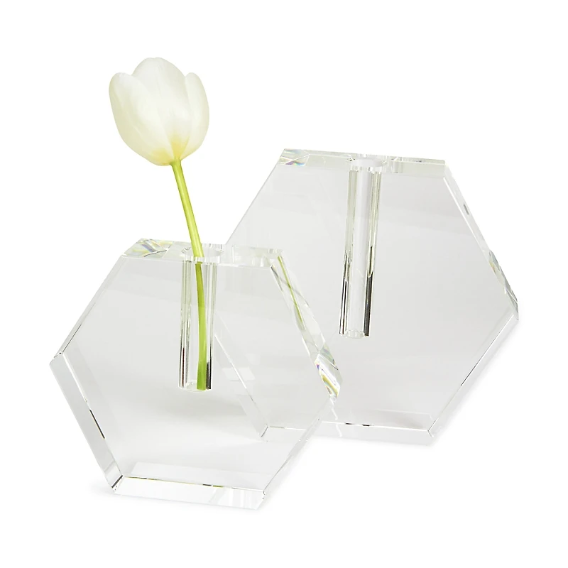 Tizo Crystal Clear Hexagon Flat Vase