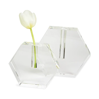 Tizo Crystal Clear Hexagon Flat Vase