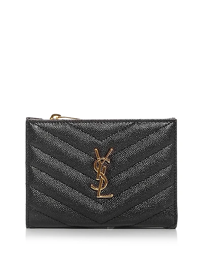 Saint Laurent Cassandre Matelasse Fragments Zipped Bi-Fold Wallet