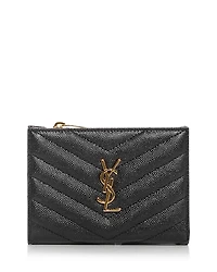 Saint Laurent Cassandre Matelasse Fragments Zipped Bi-Fold Wallet