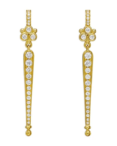 18K Yellow Gold Classic Diamond Baton Drop Earrings