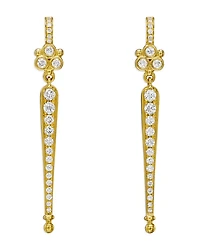18K Yellow Gold Classic Diamond Baton Drop Earrings