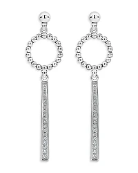 Lagos Sterling Silver Caviar Spark Diamond & Bead Circle Linear Drop Earrings