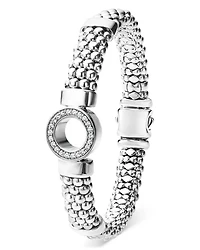 Sterling Silver Caviar Spark Diamond Circle Bead & Polished Link Bracelet