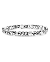 Sterling Silver Caviar Spark Diamond Circle Bead Link Bracelet