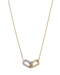 Diamond Paperclip Necklace in 14K White & Yellow Gold, 0.25 tcw