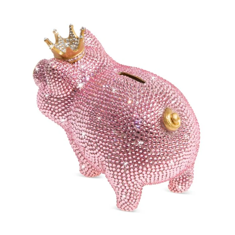 Pavé Piggy Bank with Crown