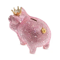 Pavé Piggy Bank with Crown