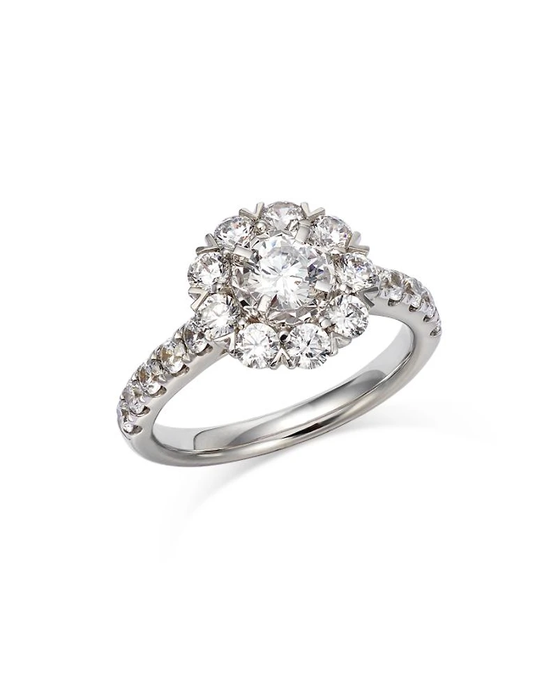 Diamond Halo Ring in 14K White Gold, 1.60 tcw