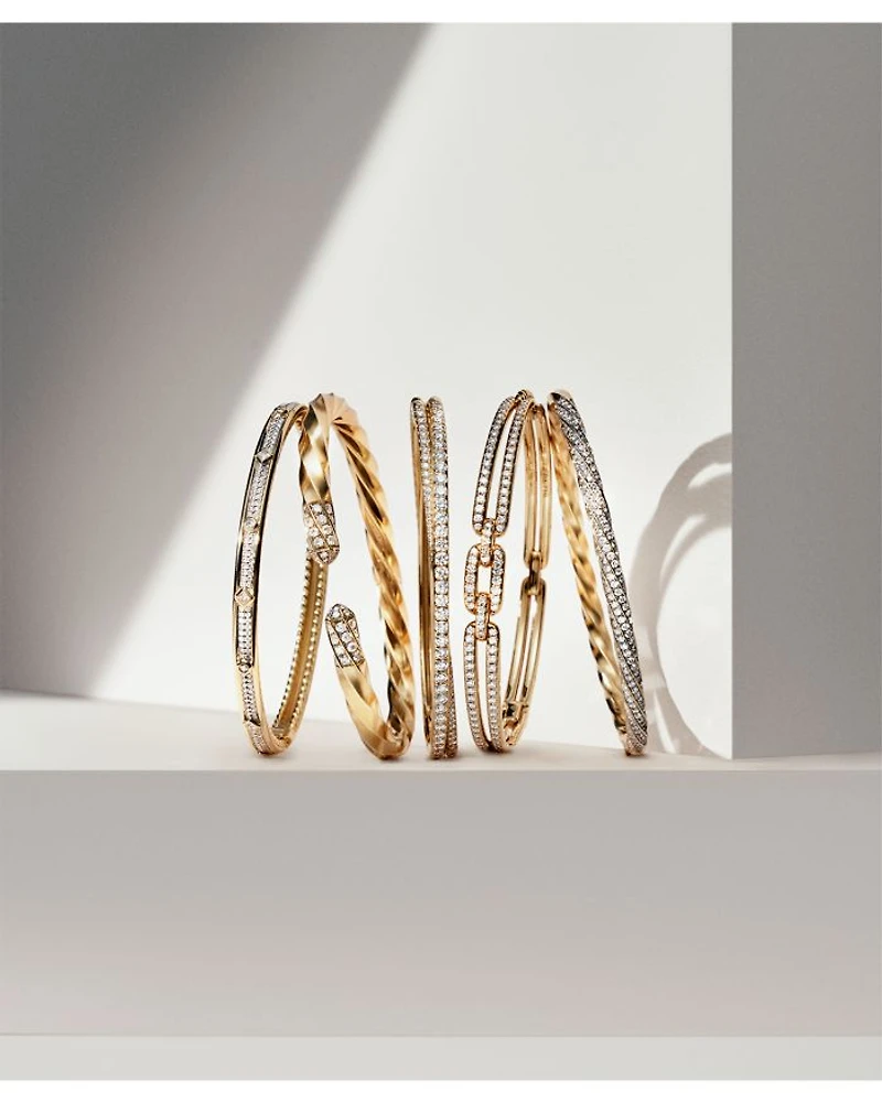 Cable Edge® Bracelet in 18K Yellow Gold with Diamonds, 5.5mm