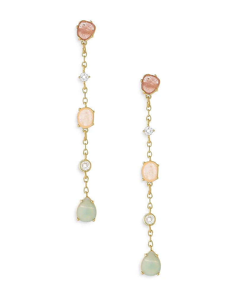 Ettika Earth Stone Mixed Crystal Linear Drop Earrings