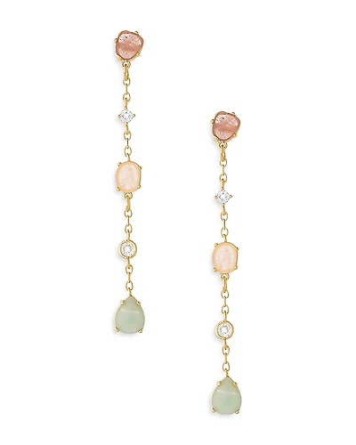 Ettika Earth Stone Mixed Crystal Linear Drop Earrings