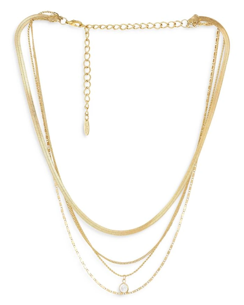 All the Chains 18K Gold Plated Layered Necklace, 13-15"