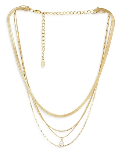 All the Chains 18K Gold Plated Layered Necklace, 13-15"