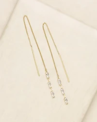 Triple Baguette Chain Threader Earrings