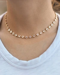 Bezel Choker Necklace 18K Gold Plate, 12"