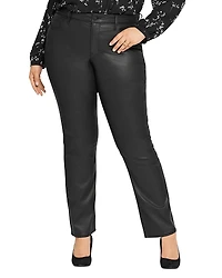 Nydj Plus Marilyn Coated High Rise Straight Leg Jeans