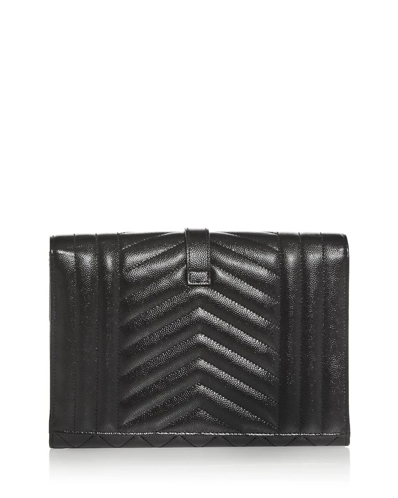 Envelope Flap Pouch Mix Matelassé Grain De Poudre Embossed Leather