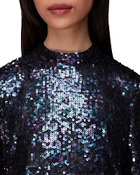 Sequined Mock Neck Top