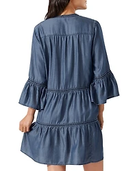 Chambray Embroidered Dress Swim Cover-Up