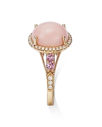 Pink Opal, Pink Sapphire, & Diamond Ring in 14K Yellow Gold