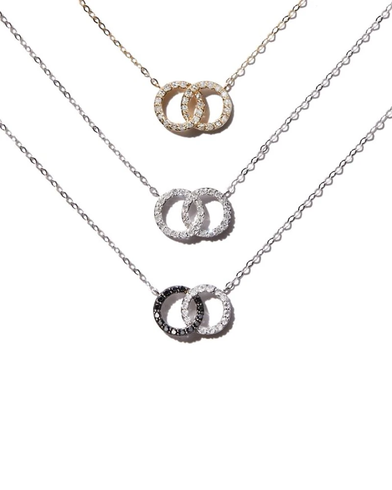 Diamond Double O Pendant Necklaces 14K Gold, 0.25 tcw each