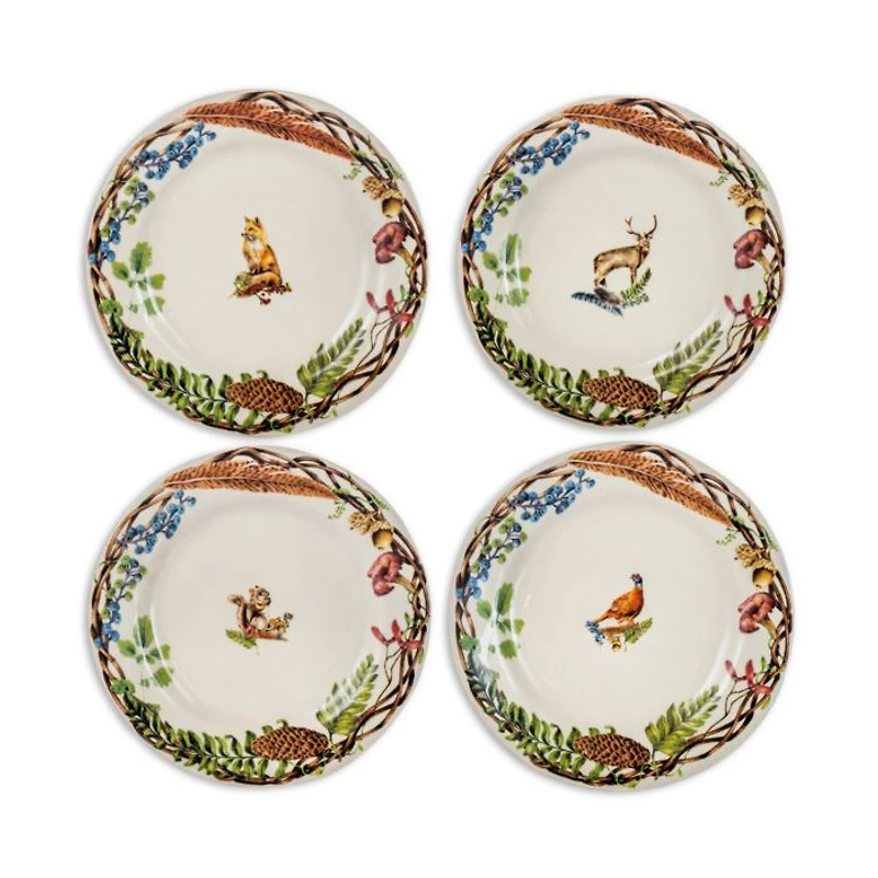 Forest Walk Café Au Lait Dessert/Salad Plate, Assorted Set 4