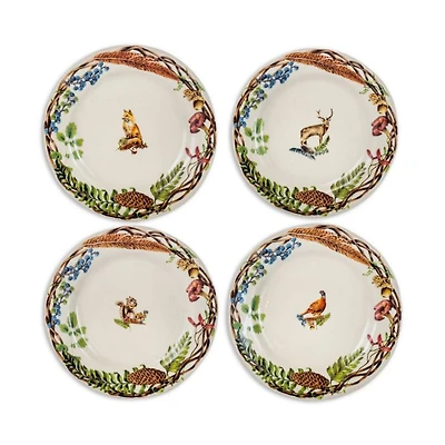 Forest Walk Café Au Lait Dessert/Salad Plate, Assorted Set 4