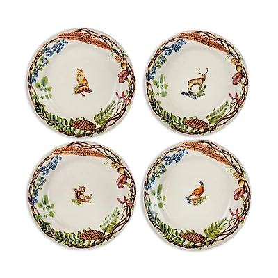 Juliska Forest Walk Cafe Au Lait Dessert/Salad Plate, Assorted Set 4