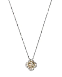 Diamond Clover Cluster Pendant Necklace in 14K Yellow Gold and White Gold, 0.30 tcw