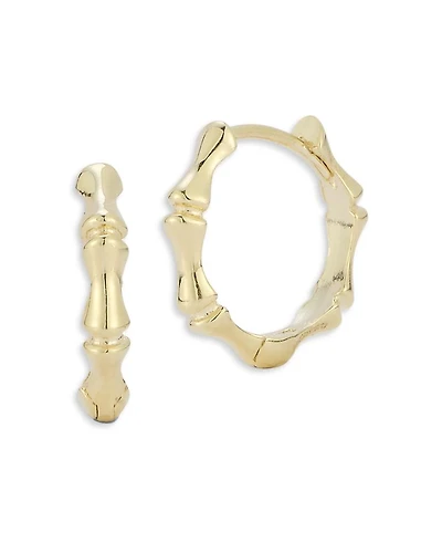 14K Yellow Gold Bamboo Huggie Earrings - Exclusive